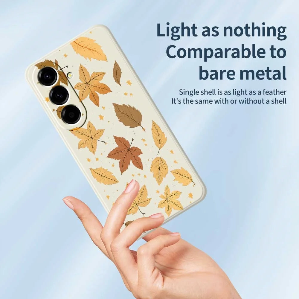 For Samsung Galaxy A56 5G Case Maple Leaves Pattern Printing Straight Edge TPU Phone Back Cover - Beige - 3