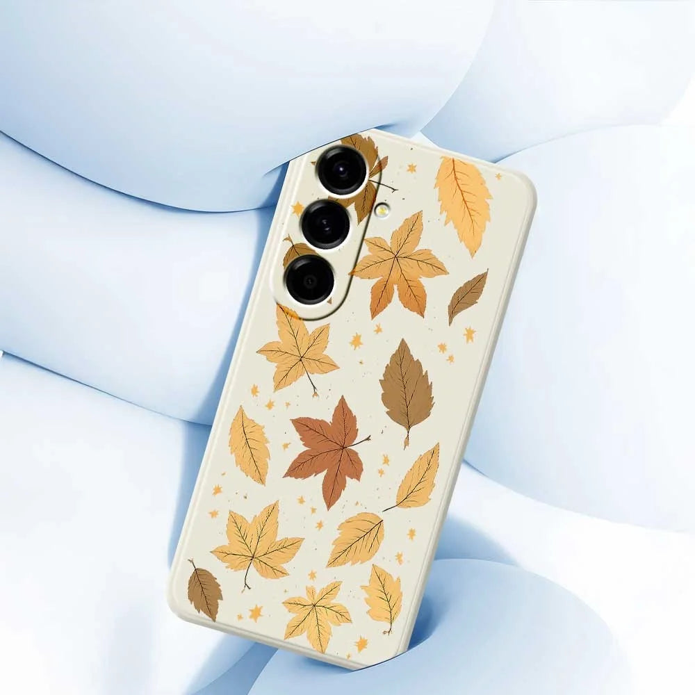 For Samsung Galaxy A56 5G Case Maple Leaves Pattern Printing Straight Edge TPU Phone Back Cover - Beige - 4