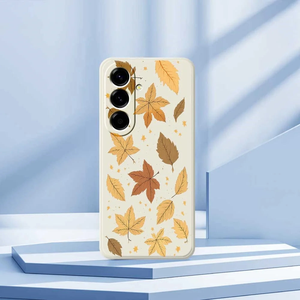 For Samsung Galaxy A56 5G Case Maple Leaves Pattern Printing Straight Edge TPU Phone Back Cover - Beige - 7