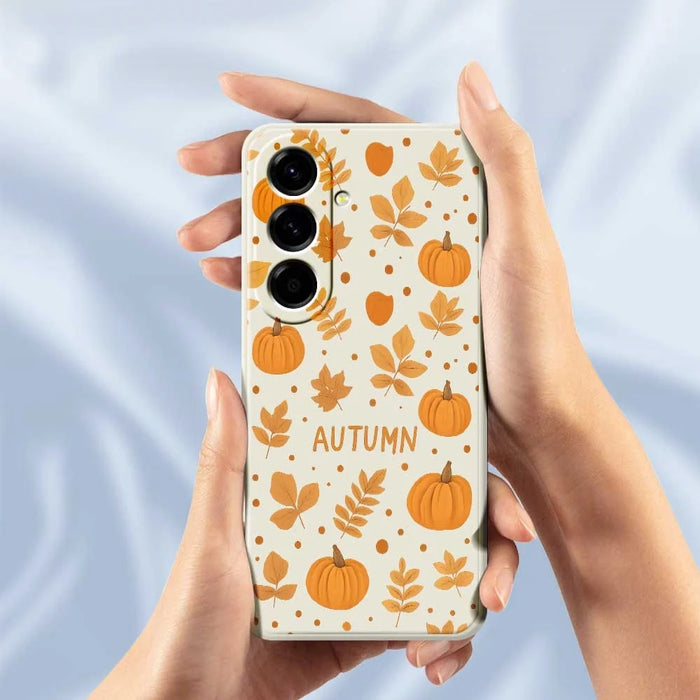 For Samsung Galaxy A56 5G Case Autumn Theme Pattern Printing Straight Edge TPU Phone Back Cover - Beige - 5