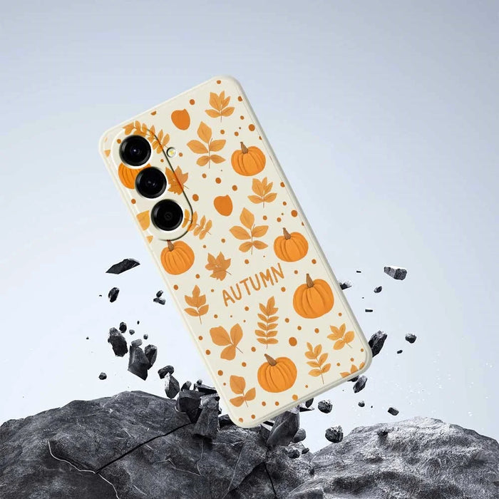 For Samsung Galaxy A56 5G Case Autumn Theme Pattern Printing Straight Edge TPU Phone Back Cover - Beige - 6