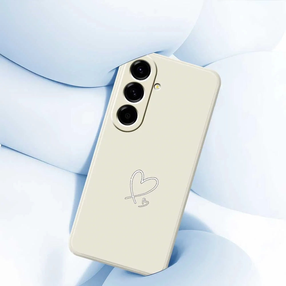 For Samsung Galaxy A56 5G Case White Love Pattern Printing Straight Edge TPU Phone Back Cover - Beige - 4