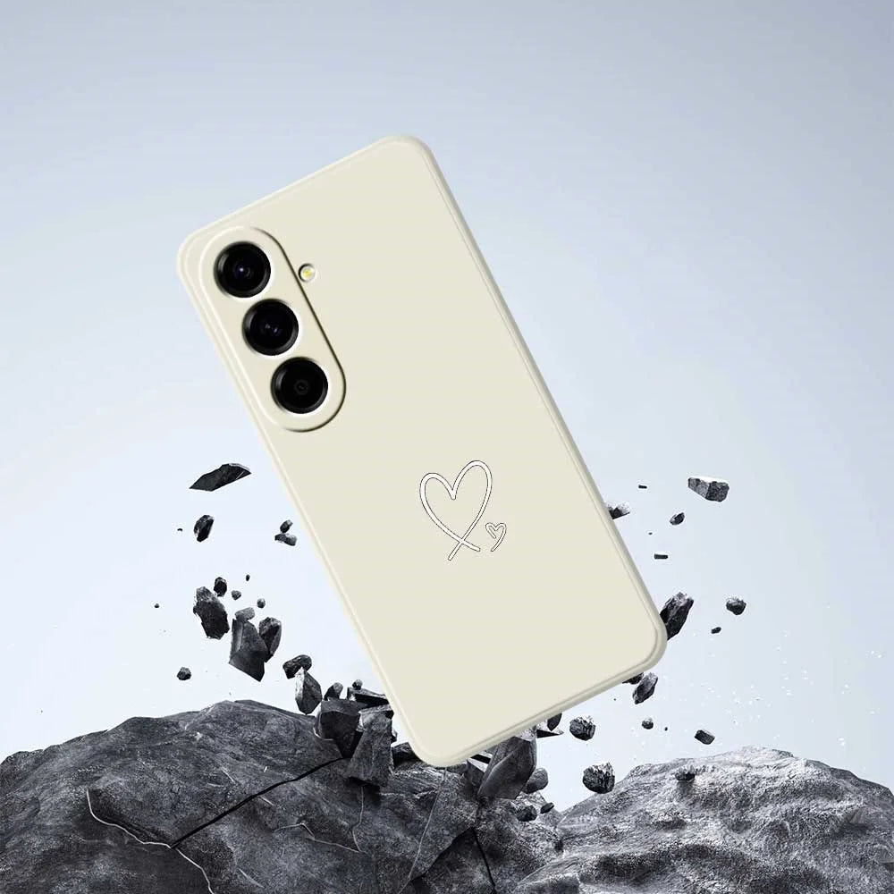 For Samsung Galaxy A56 5G Case White Love Pattern Printing Straight Edge TPU Phone Back Cover - Beige - 6