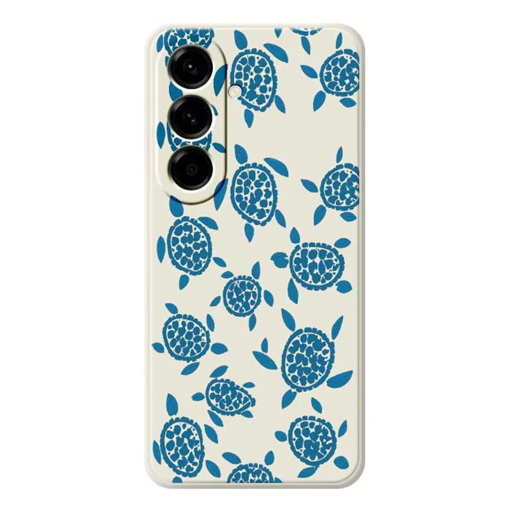 For Samsung Galaxy A56 5G Case Blue Turtle Pattern Printing Straight Edge TPU Phone Back Cover - Beige - 1