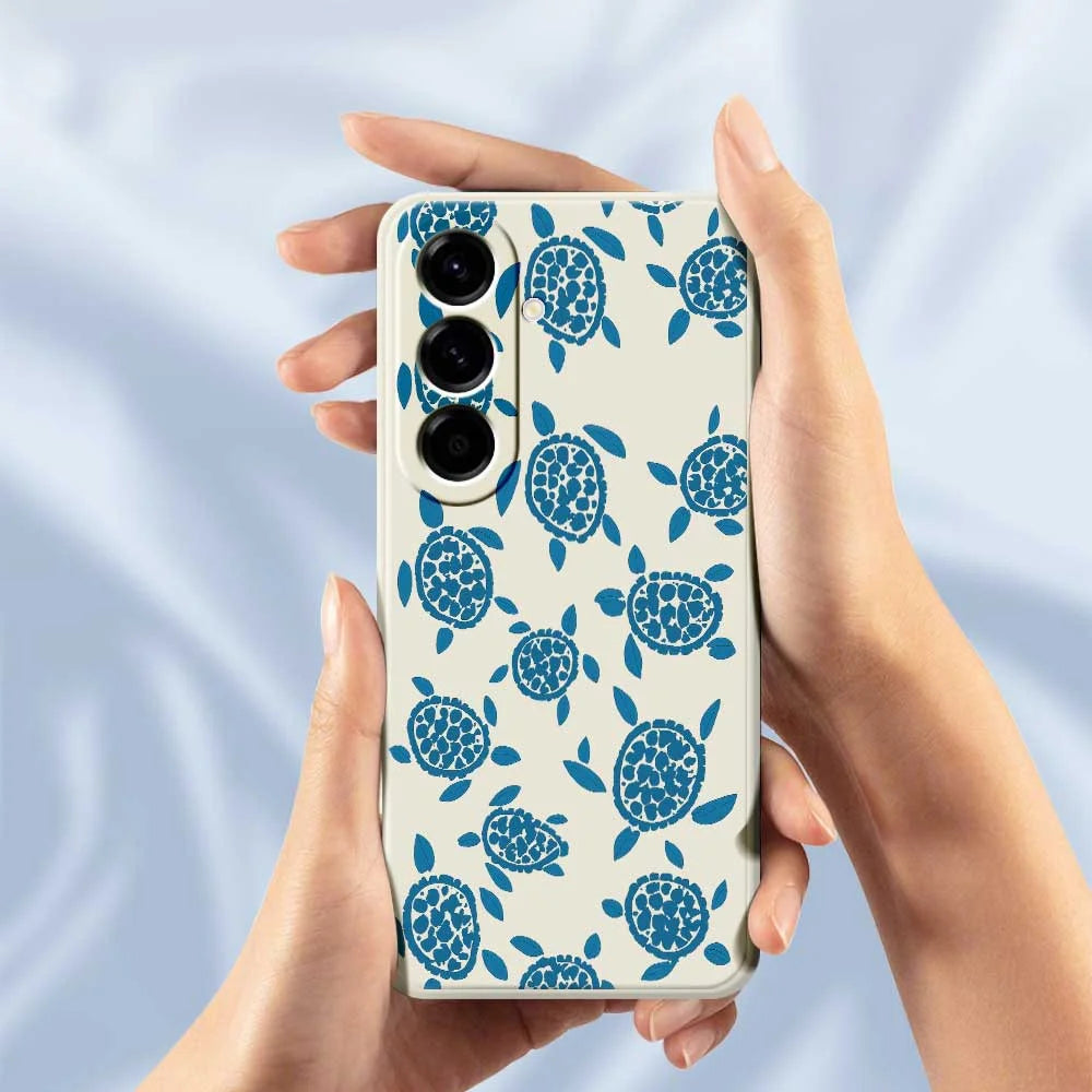 For Samsung Galaxy A56 5G Case Blue Turtle Pattern Printing Straight Edge TPU Phone Back Cover - Beige - 5