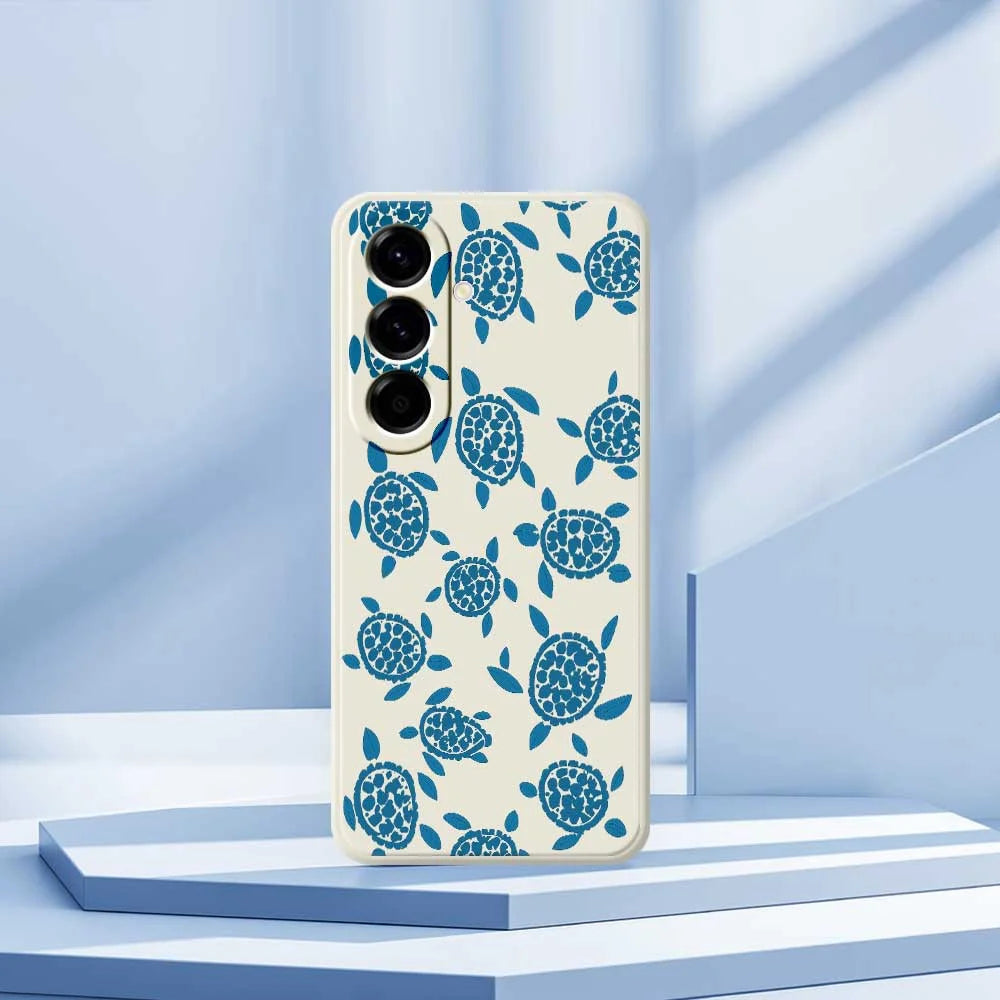 For Samsung Galaxy A56 5G Case Blue Turtle Pattern Printing Straight Edge TPU Phone Back Cover - Beige - 7