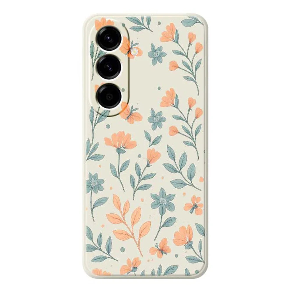 For Samsung Galaxy A56 5G Case Yellow Flowers Pattern Printing Straight Edge TPU Phone Back Cover - Beige - 1