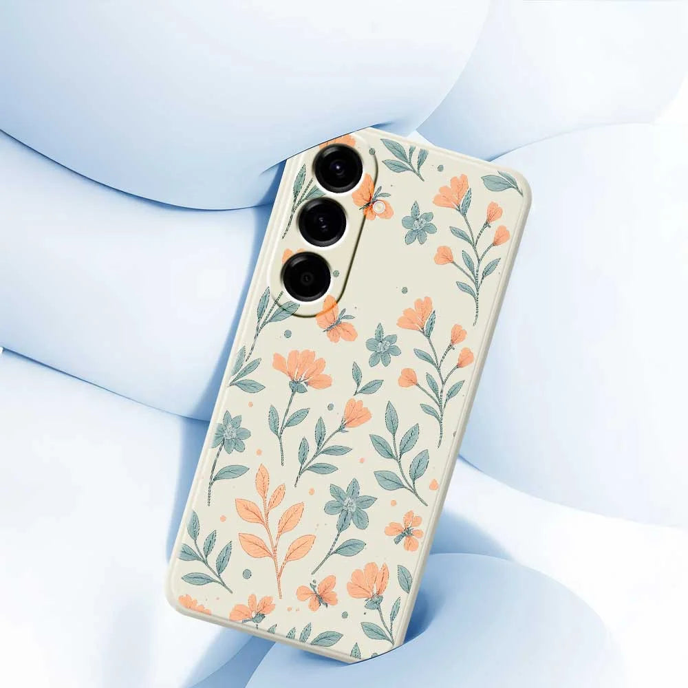 For Samsung Galaxy A56 5G Case Yellow Flowers Pattern Printing Straight Edge TPU Phone Back Cover - Beige - 4