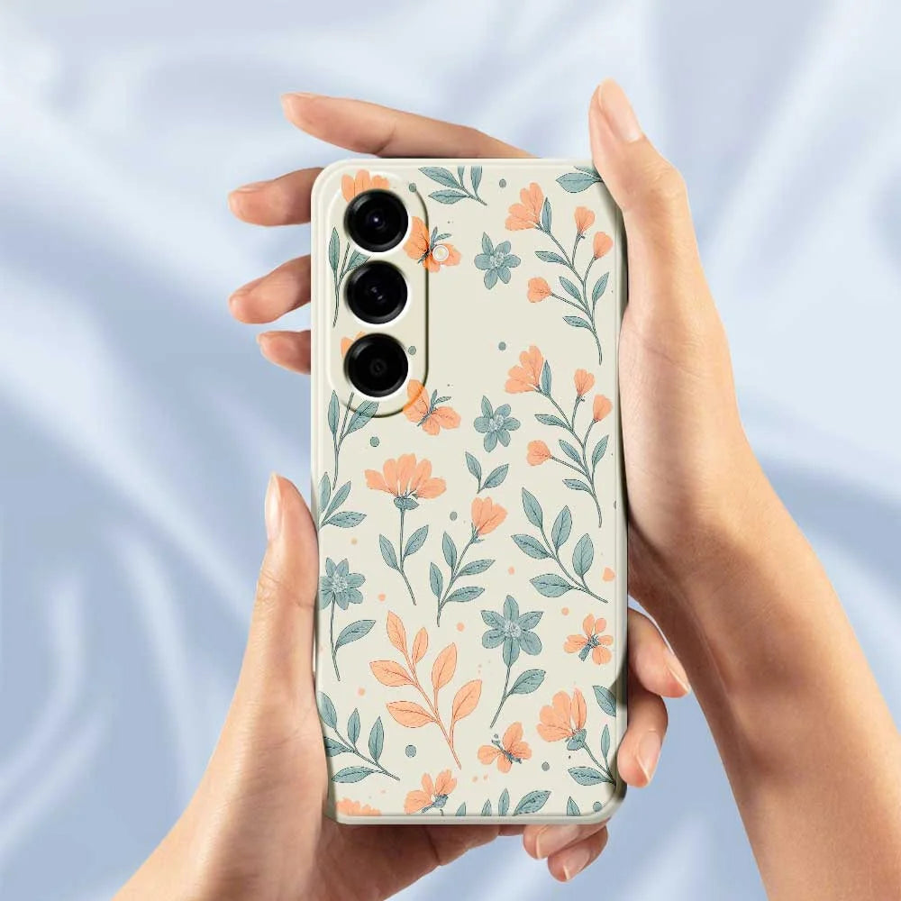 For Samsung Galaxy A56 5G Case Yellow Flowers Pattern Printing Straight Edge TPU Phone Back Cover - Beige - 5