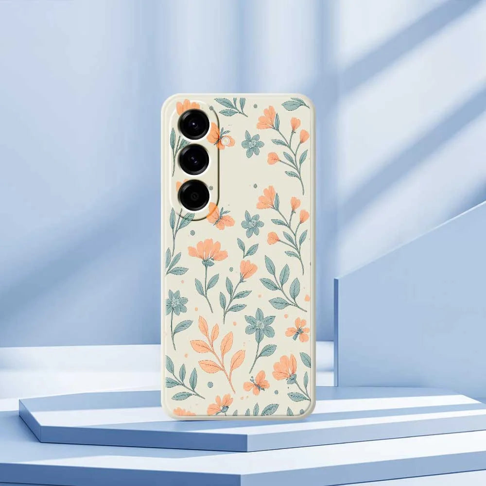 For Samsung Galaxy A56 5G Case Yellow Flowers Pattern Printing Straight Edge TPU Phone Back Cover - Beige - 7