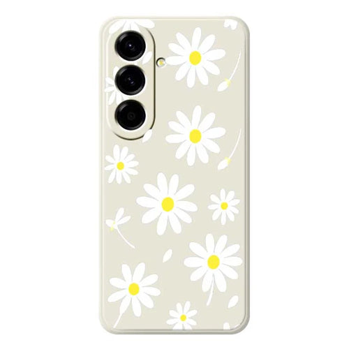 For Samsung Galaxy A56 5G Case White Daisy Pattern Printing Straight Edge TPU Phone Back Cover - Beige - 1