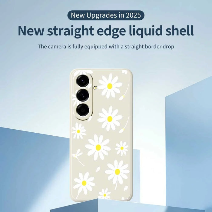 For Samsung Galaxy A56 5G Case White Daisy Pattern Printing Straight Edge TPU Phone Back Cover - Beige - 2