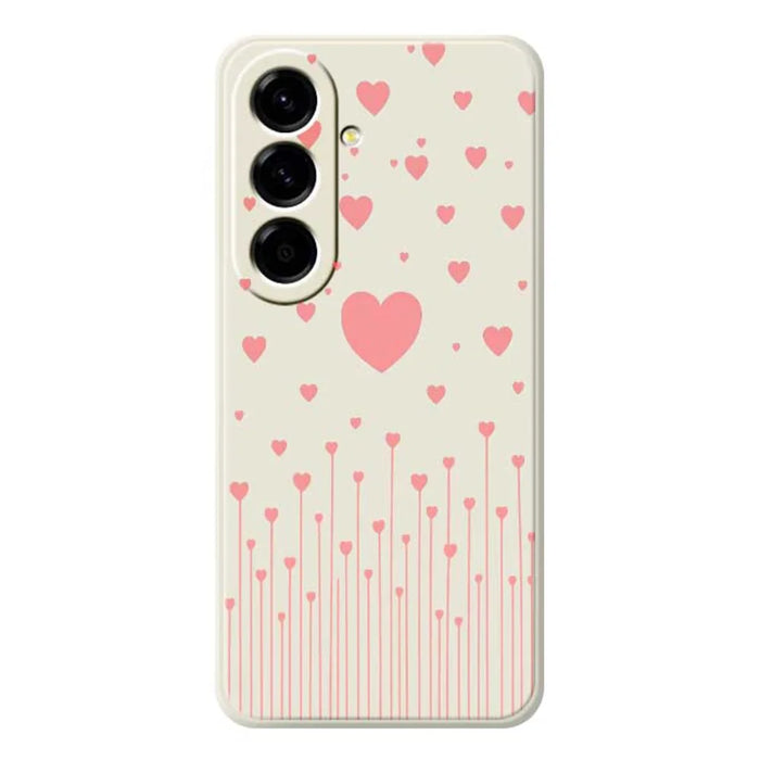 For Samsung Galaxy A56 5G Case Pink Love Pattern Printing Straight Edge TPU Phone Back Cover - Beige - 1