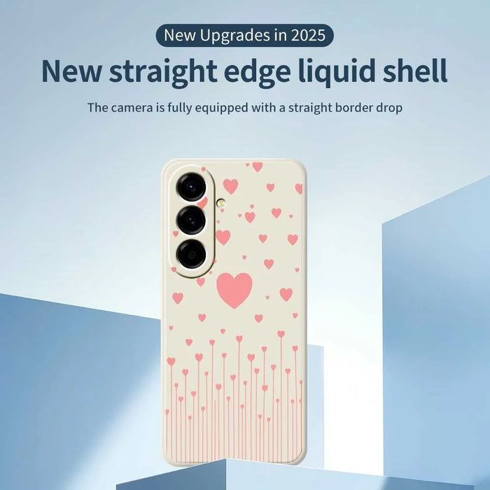 For Samsung Galaxy A56 5G Case Pink Love Pattern Printing Straight Edge TPU Phone Back Cover - Beige - 2