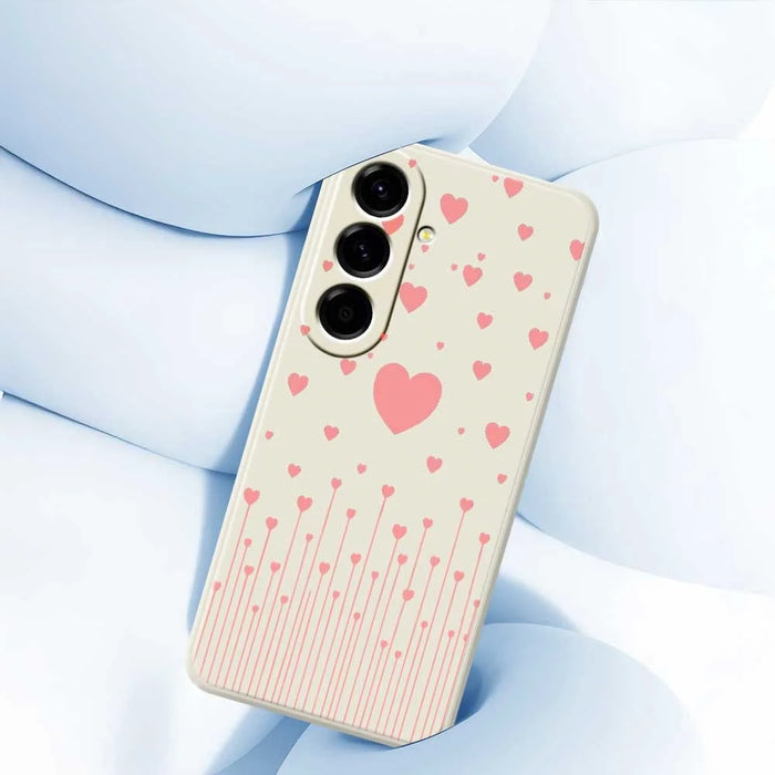 For Samsung Galaxy A56 5G Case Pink Love Pattern Printing Straight Edge TPU Phone Back Cover - Beige - 4