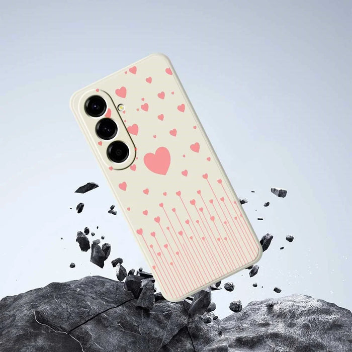 For Samsung Galaxy A56 5G Case Pink Love Pattern Printing Straight Edge TPU Phone Back Cover - Beige - 6