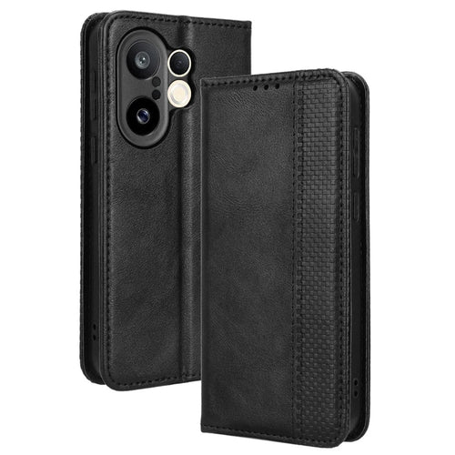 For vivo X200 FE 5G / S30 Pro mini 5G Leather Case Wallet Stand Retro Texture Phone Cover - Black - 1