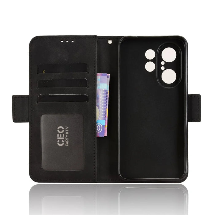 For vivo X200 FE 5G / S30 Pro mini 5G Leather Case Phone Wallet Cover with Multiple Card Slots - Black - 2