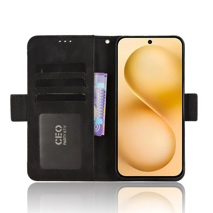For vivo X200 FE 5G / S30 Pro mini 5G Leather Case Phone Wallet Cover with Multiple Card Slots - Black - 3