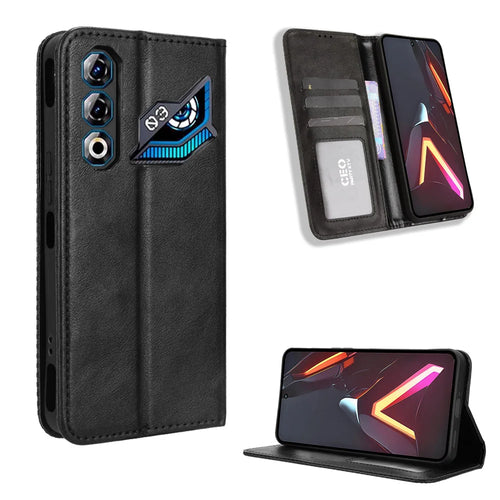 For ZTE nubia Neo 3 GT 5G Leather Case Wallet Stand Retro Texture Phone Cover - Black - 1