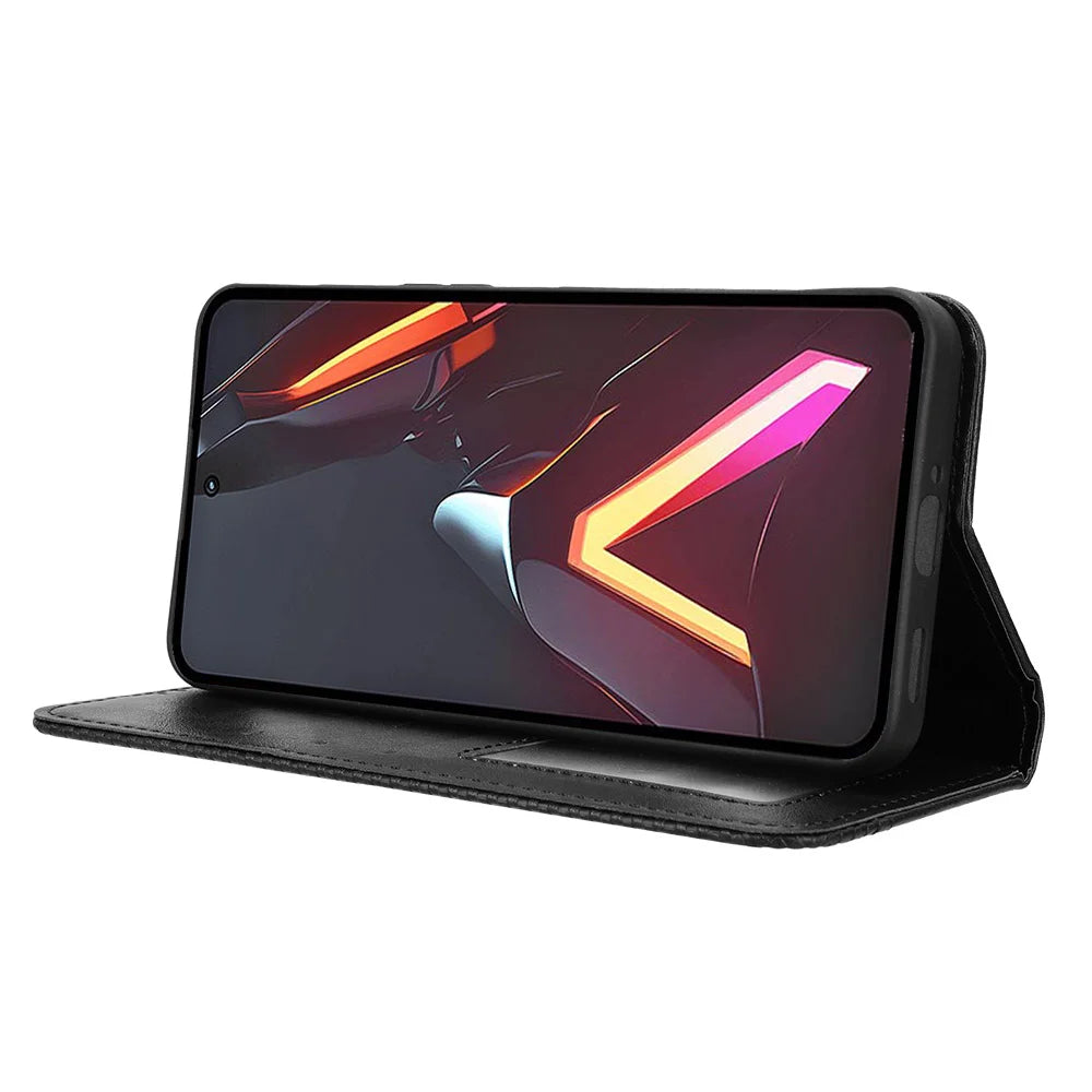 For ZTE nubia Neo 3 GT 5G Leather Case Wallet Stand Retro Texture Phone Cover - Black - 7