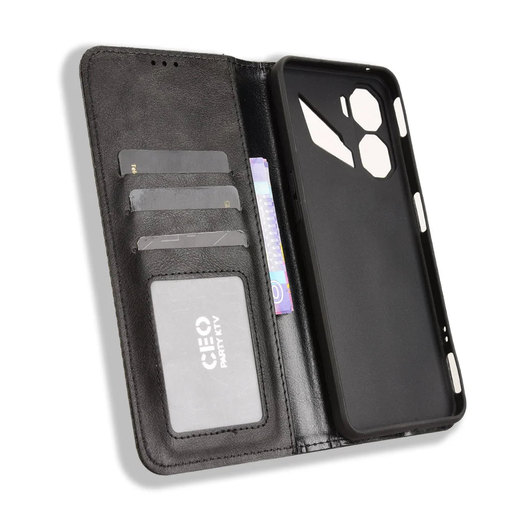For ZTE nubia Neo 3 5G Leather Case Wallet Stand Retro Texture Phone Cover - Black - 5