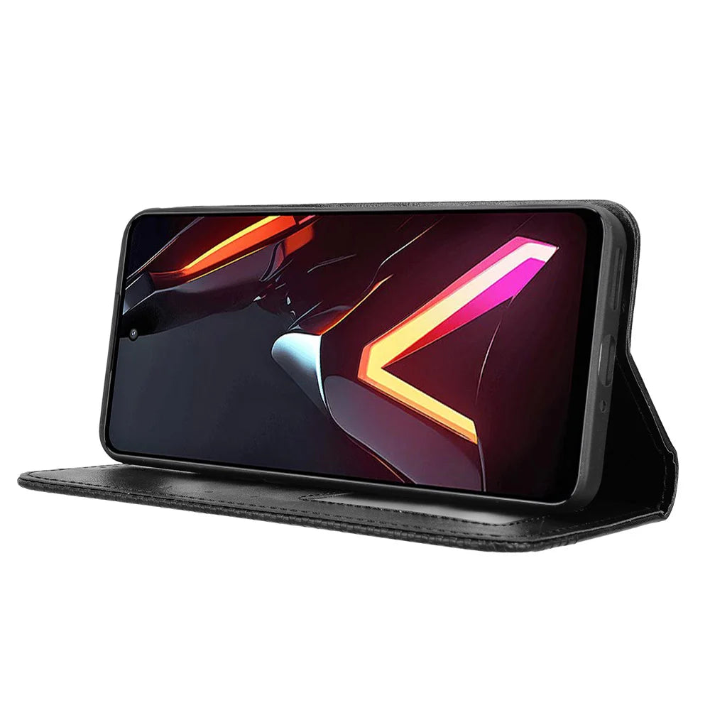 For ZTE nubia Neo 3 5G Leather Case Wallet Stand Retro Texture Phone Cover - Black - 7