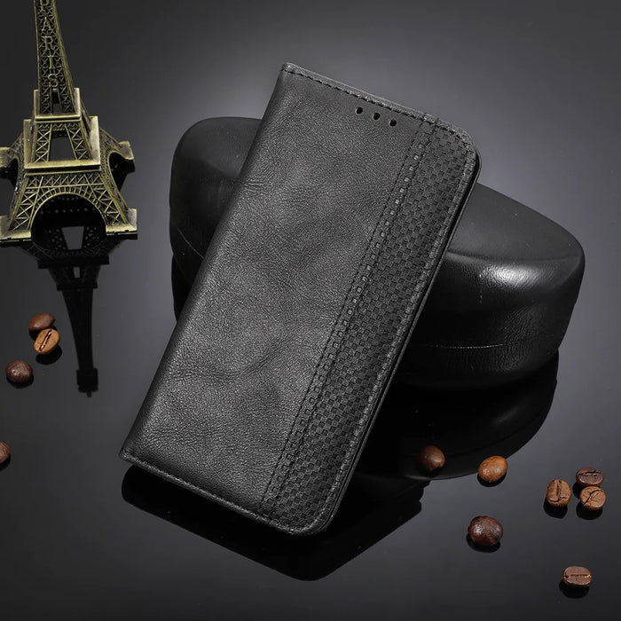 For Samsung Galaxy M36 5G Leather Case Wallet Stand Retro Texture Phone Cover - Black - 2