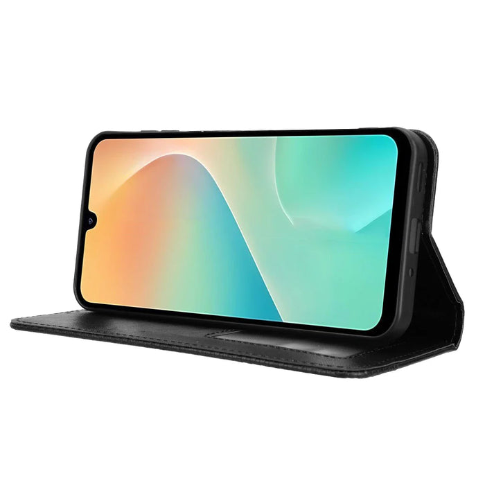 For Samsung Galaxy M36 5G Leather Case Wallet Stand Retro Texture Phone Cover - Black - 7