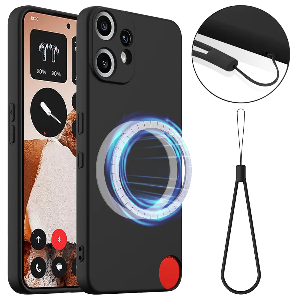 For Nothing CMF Phone 2 Pro Magnetic Case Anti-Drop Liquid Silicone Phone Cover - Black - 1