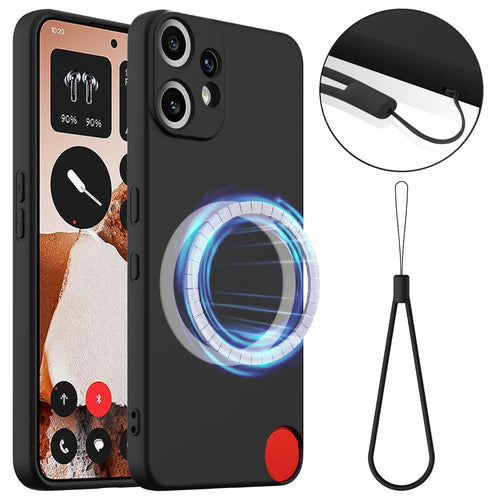 For Nothing CMF Phone 2 Pro Magnetic Case Anti-Drop Liquid Silicone Phone Cover - Black - 1