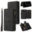 For iPhone 18 Pro / 17 Pro Zipper Wallet Case with 15 Card Slots and Strap Leather Phone Cover - Black - 1