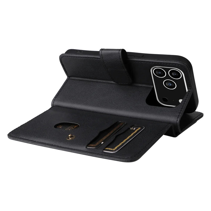 For iPhone 18 Pro Max / 17 Pro Max Leather Case with 10 Card Holder Phone Cover Stand - Black - 2