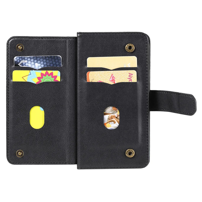 For iPhone 18 Pro Max / 17 Pro Max Leather Case with 10 Card Holder Phone Cover Stand - Black - 4
