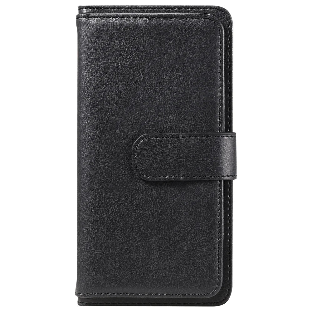 For iPhone 18 Pro / 17 Pro Leather Case with 10 Card Holder Phone Cover Stand - Black - 6