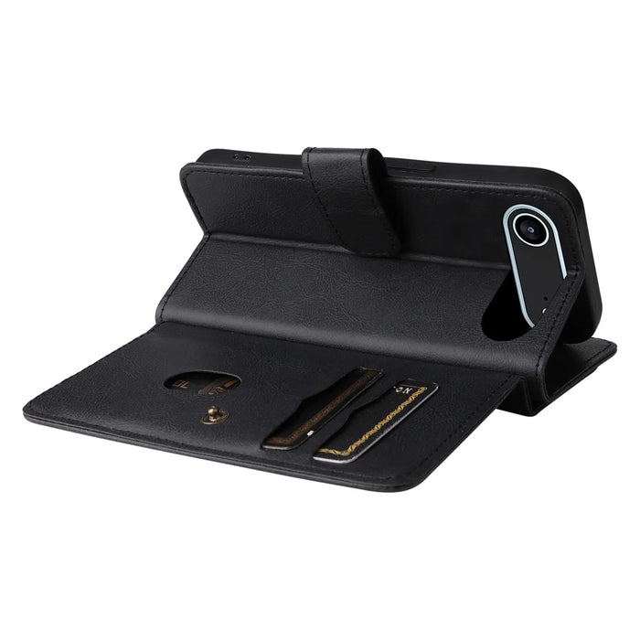 For iPhone Air Leather Case with 10 Card Holder Phone Cover Stand - Black - 5