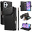 For iPhone 17 Case with Multi-Card Holder and Strap PU Leather Phone Cover Stand - Black - 1