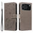 For iPhone 18 Pro / 17 Pro Leather Wallet Case Cat Bee Pattern Phone Cover Stand - Grey - 1