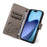 For iPhone Air Leather Wallet Case Cat Bee Pattern Phone Cover Stand - Grey - 6
