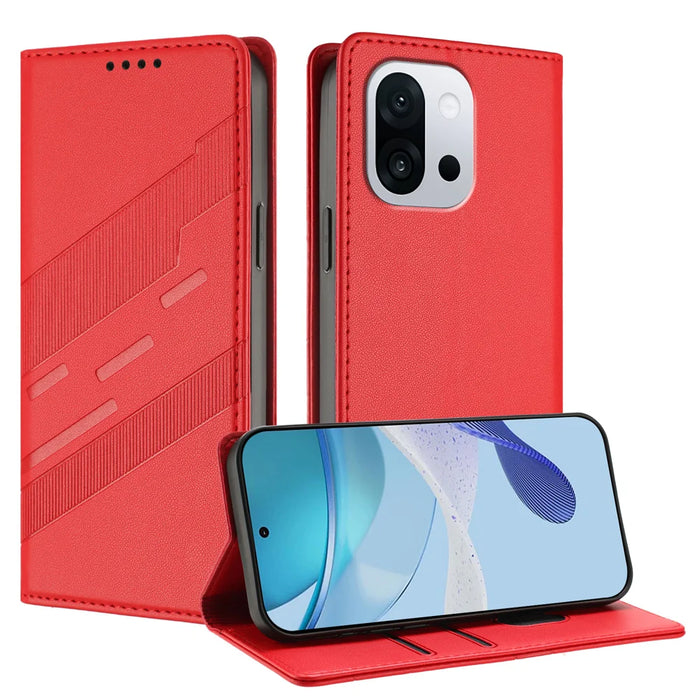 For OnePlus 13T 5G Phone Cases Punk Style Imprinted Wallet Stand Leather Cover - Red - 4