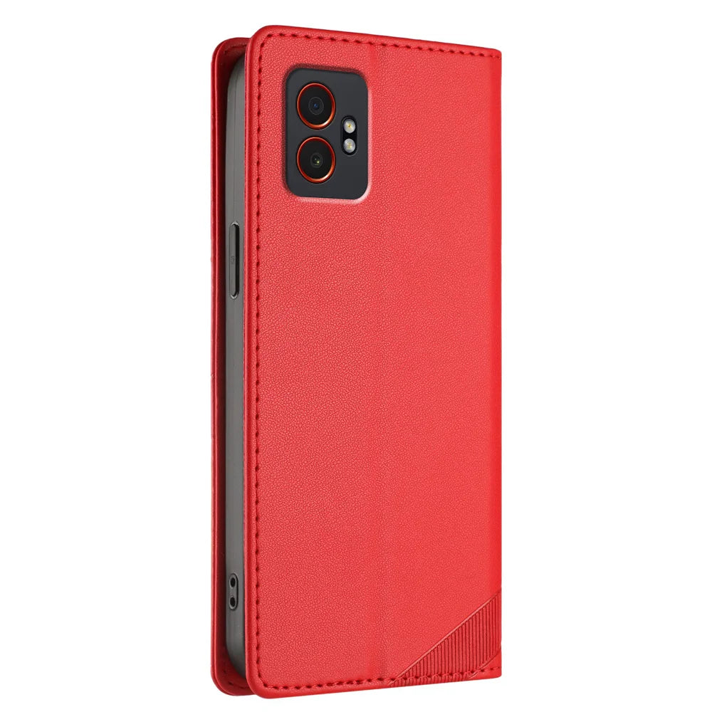 For Samsung Galaxy XCover7 Pro Phone Cases Punk Style Imprinted Wallet Stand Leather Cover - Red - 2