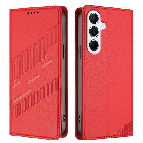 For Samsung Galaxy A18 5G / A18 4G / A17 5G / A17 4G / A26 5G Phone Cases Punk Style Imprinted Wallet Stand Leather Cover - Red - 1