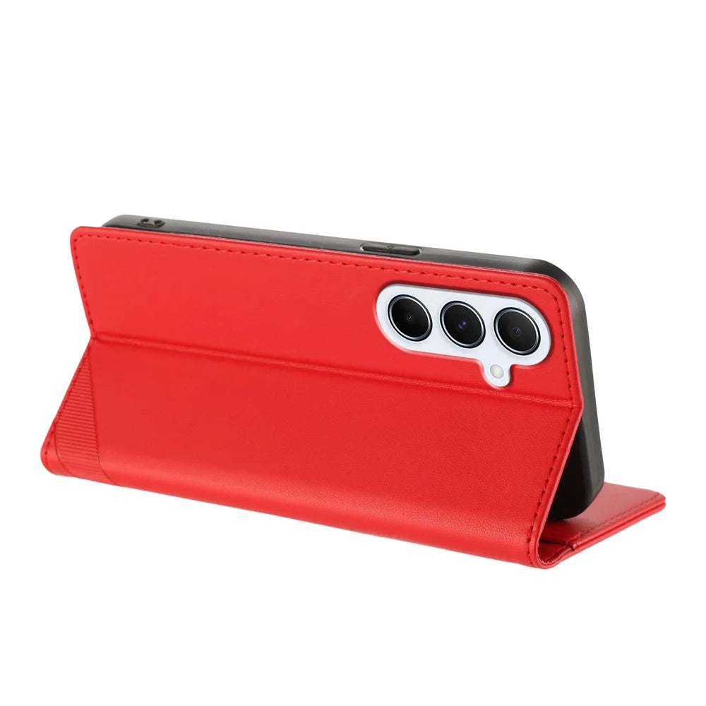 For Samsung Galaxy A18 5G / A18 4G / A17 5G / A17 4G / A26 5G Phone Cases Punk Style Imprinted Wallet Stand Leather Cover - Red - 3