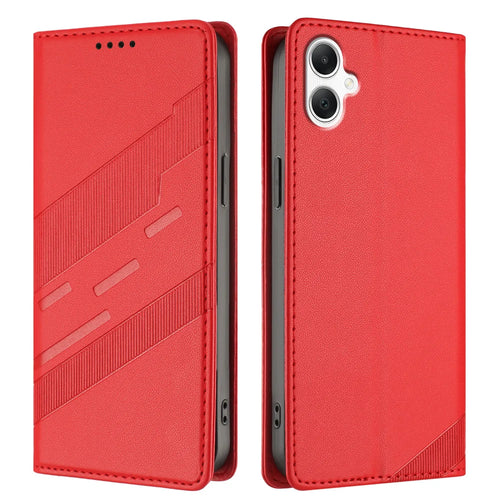 For Samsung Galaxy A08 5G / A08 4G / A07 4G / A06 4G / A06 5G Phone Cases Punk Style Imprinted Wallet Stand Leather Cover - Red - 1