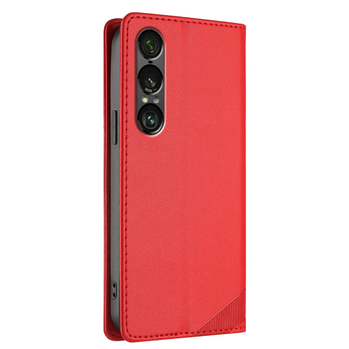For Sony Xperia 1 VII Phone Cases Punk Style Imprinted Wallet Stand Leather Cover - Red - 2