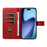 For iPhone Air Leather Case Geometric Line Design Wallet Phone Cover with Wrist Strap - Red - 2