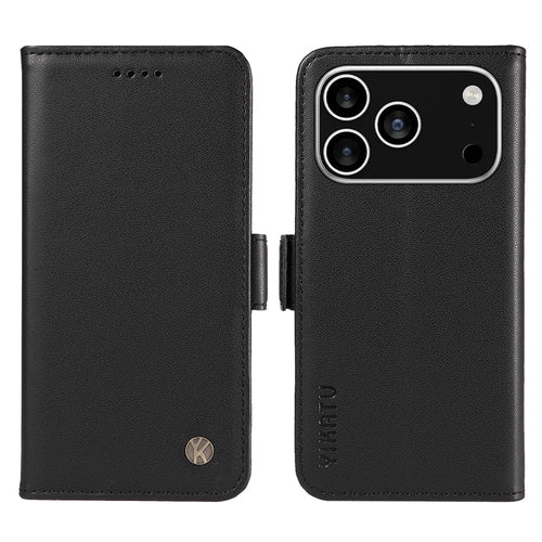 YIKATU For iPhone 18 Pro / 17 Pro Wallet Phone Case  YK-003 Leather Stand Cover -  Black - 1