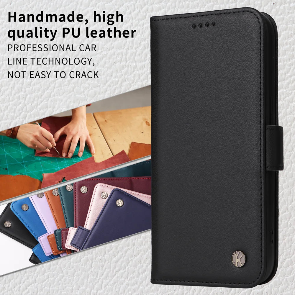 YIKATU For iPhone 18 Pro / 17 Pro Wallet Phone Case  YK-003 Leather Stand Cover -  Black - 4