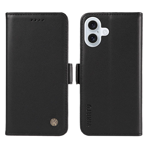 YIKATU For iPhone 17 Wallet Phone Case  YK-003 Leather Stand Cover -  Black - 1
