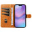 For iPhone 17 Wallet Case T-Shape Lines Leather Phone Cover Stand - Brown - 2